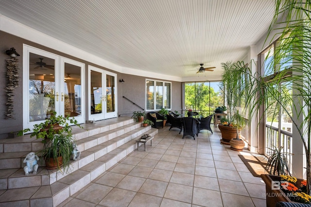 sunroom / solarium with french doors