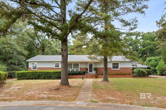 ranch-style house featuring a front yard