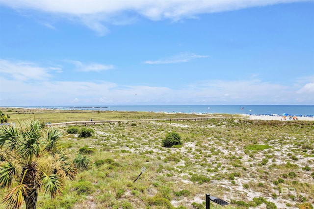 view of water feature featuring a beach view