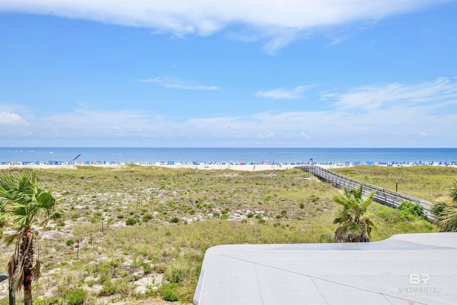 property view of water with a beach view