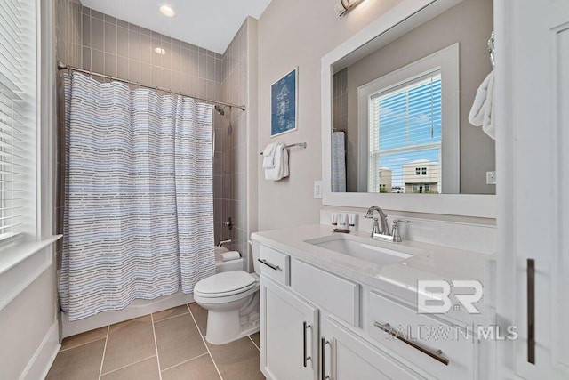 951 W Lagoon Ave, Gulf Shores, AL 36542 - bathroom featuring tile patterned flooring, vanity, shower / bath combo, and recessed lighting