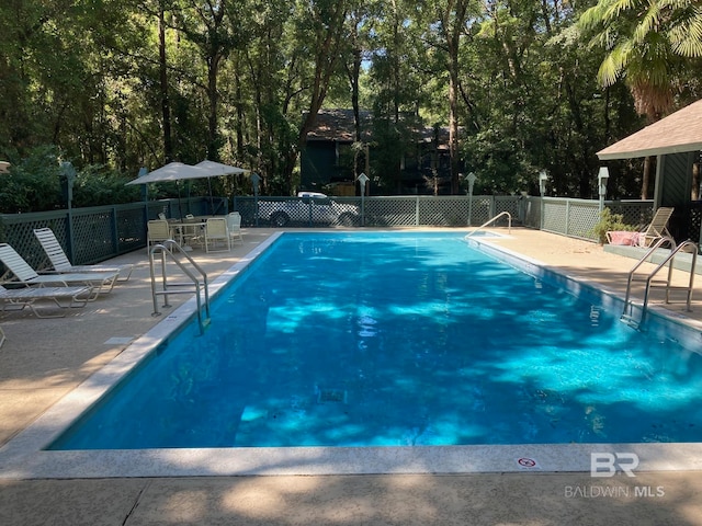 view of pool featuring a patio area