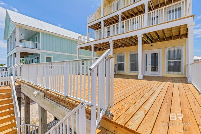 1328 W Lagoon Ave, Gulf Shores, AL 36542 - wooden terrace with french doors