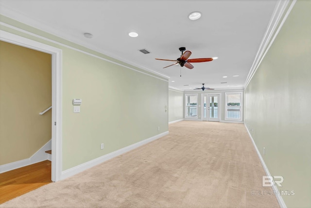 1328 W Lagoon Ave, Gulf Shores, AL 36542 - unfurnished room featuring ornamental molding, ceiling fan, recessed lighting, light colored carpet, and a smoke detector