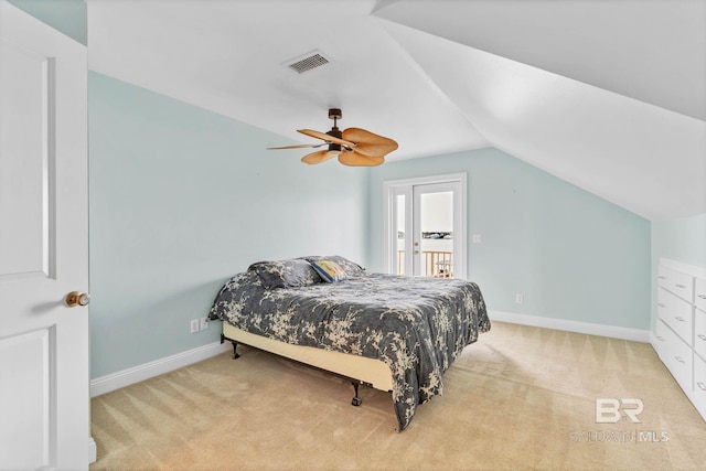 1328 W Lagoon Ave, Gulf Shores, AL 36542 - bedroom featuring lofted ceiling, carpet flooring, and ceiling fan