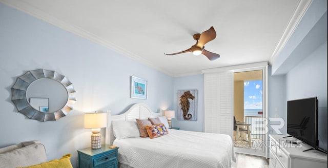375 Beach Club Trl Unit A1704, Gulf Shores, AL 36542 - bedroom featuring crown molding, wood finished floors, and ceiling fan