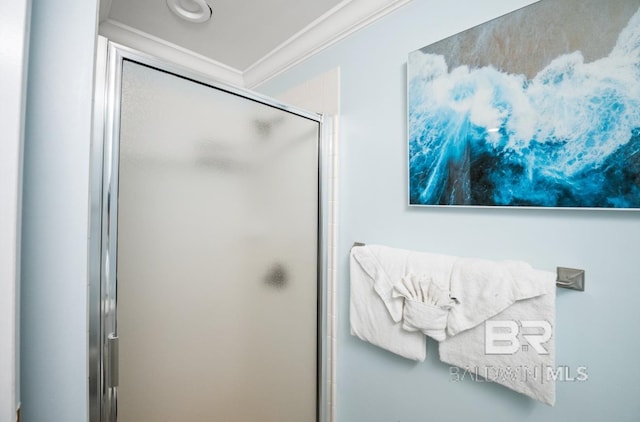375 Beach Club Trl Unit A1704, Gulf Shores, AL 36542 - bathroom featuring crown molding and a stall shower