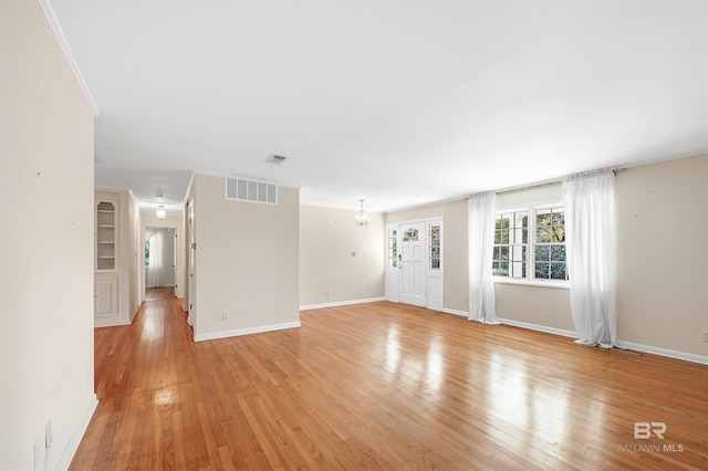 unfurnished living room with light hardwood / wood-style flooring