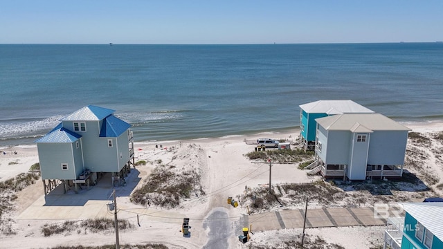 property view of water featuring a beach view