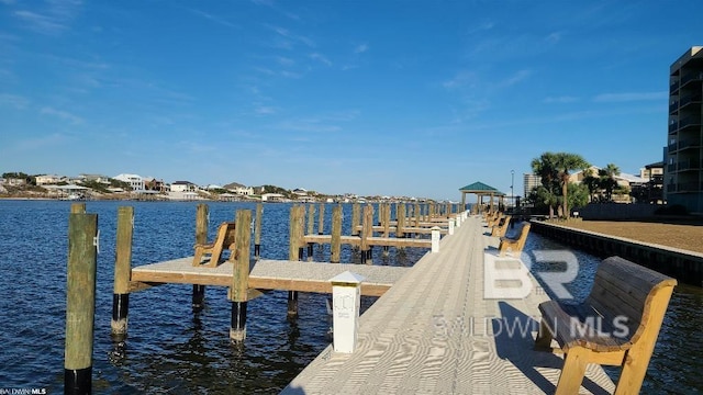 view of dock featuring a water view