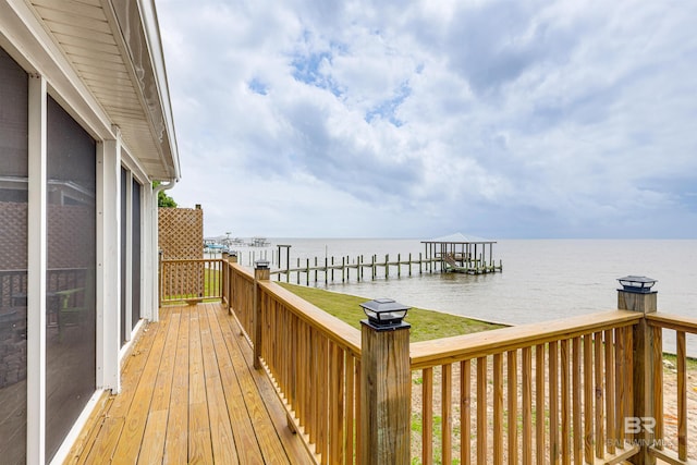 9581 S Bay Rd, Foley, AL 36535 - deck with a water view and a boat dock