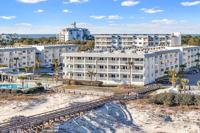 exterior space featuring a water view