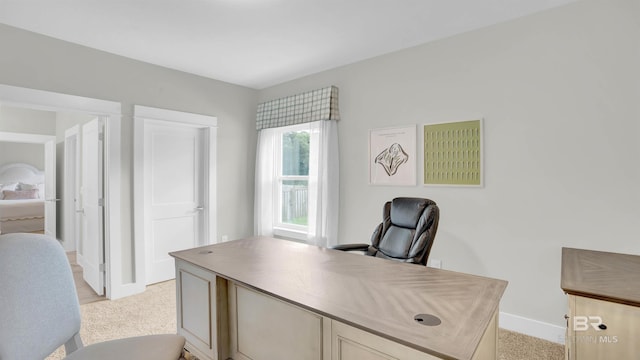 view of carpeted home office