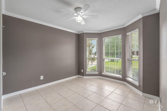 11097 Pontchartrain Loop, Daphne, AL 36526 - spare room with a textured ceiling, light tile patterned flooring, ceiling fan, and ornamental molding