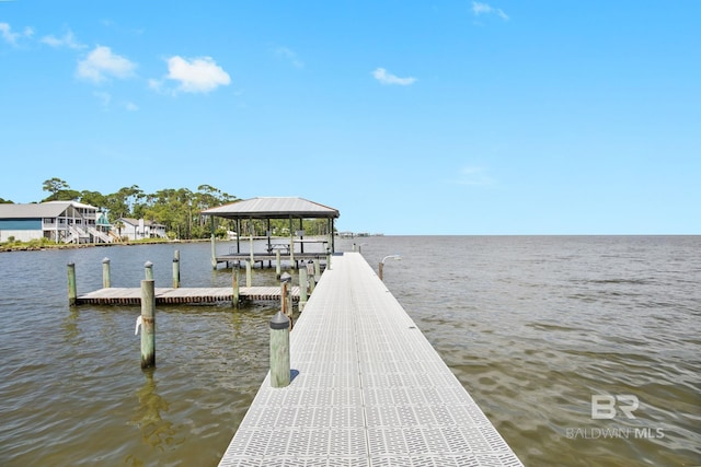 view of dock featuring a water view