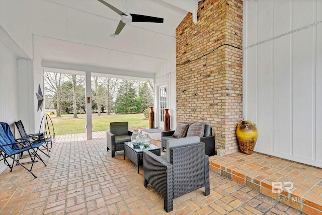 view of patio / terrace featuring outdoor lounge area and a ceiling fan