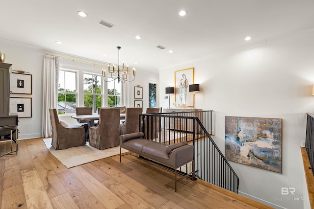 452 Colony Dr, Fairhope, AL 36532 - interior space featuring visible vents, recessed lighting, a notable chandelier, and wood-type flooring