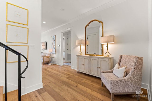 452 Colony Dr, Fairhope, AL 36532 - living area featuring baseboards, stairs, light wood finished floors, and recessed lighting