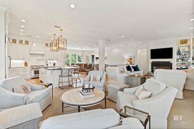 452 Colony Dr, Fairhope, AL 36532 - living area featuring a notable chandelier and recessed lighting
