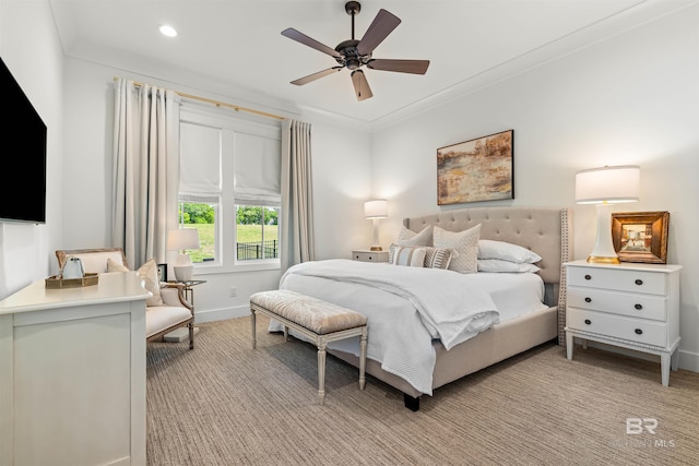 452 Colony Dr, Fairhope, AL 36532 - bedroom with recessed lighting, crown molding, baseboards, and a ceiling fan