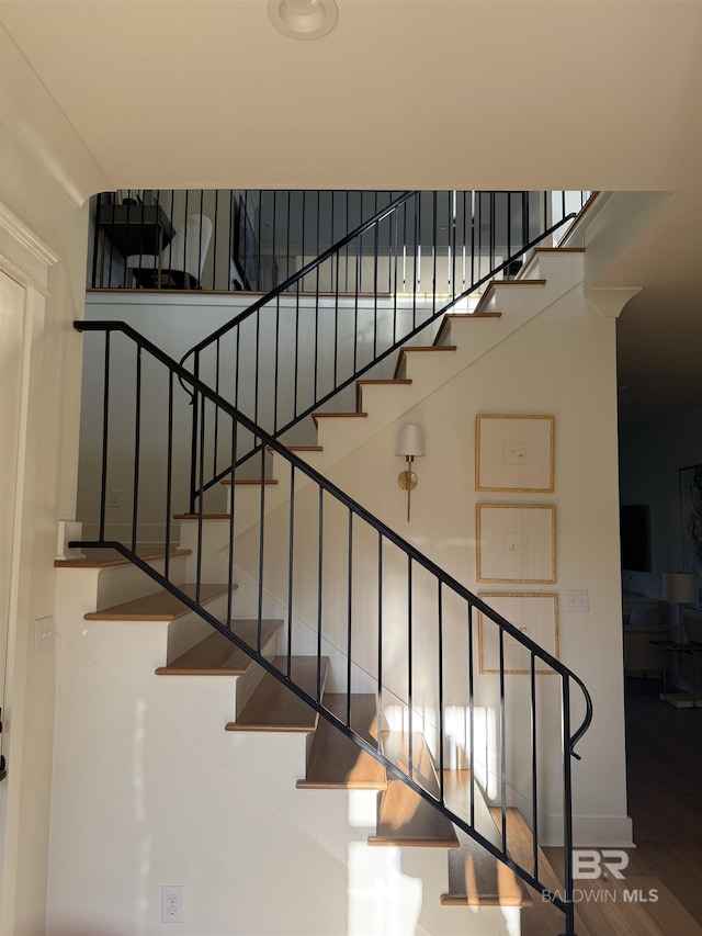 452 Colony Dr, Fairhope, AL 36532 - stairs featuring baseboards and wood finished floors