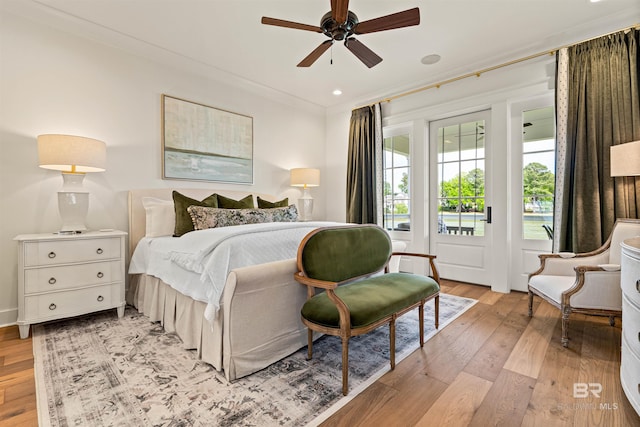 452 Colony Dr, Fairhope, AL 36532 - bedroom with a ceiling fan, access to outside, light wood-style floors, and recessed lighting