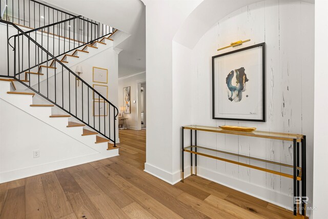 452 Colony Dr, Fairhope, AL 36532 - stairs featuring baseboards and wood finished floors
