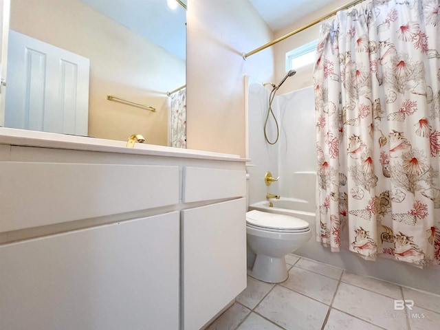 2210 W Beach Blvd, Gulf Shores, AL 36542 - bathroom with shower / tub combo, toilet, tile patterned flooring, and vanity