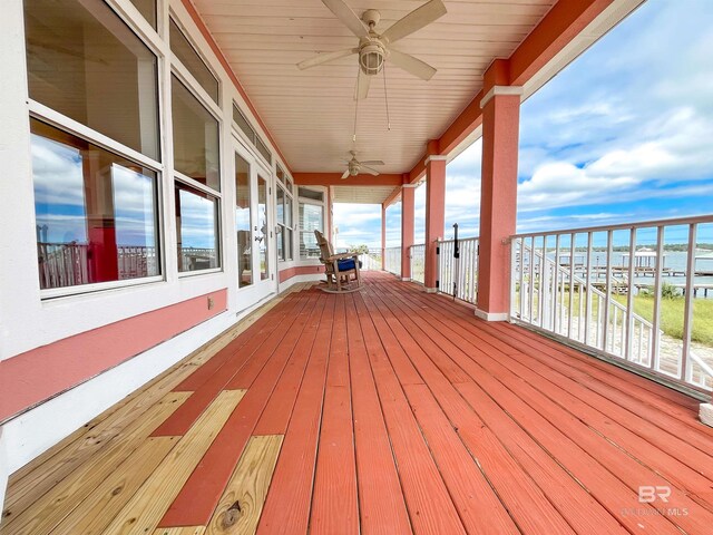 2210 W Beach Blvd, Gulf Shores, AL 36542 - wooden terrace with ceiling fan