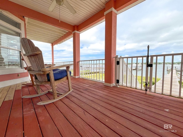2210 W Beach Blvd, Gulf Shores, AL 36542 - deck with a water view and ceiling fan