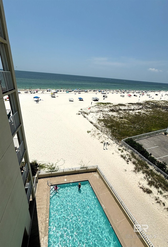 property view of water with a beach view