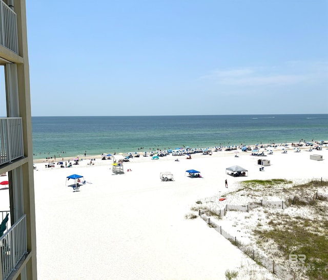 view of water feature featuring a beach view