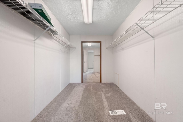 walk in closet featuring visible vents and carpet flooring