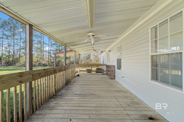 deck featuring ceiling fan