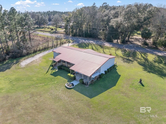 drone / aerial view with a forest view