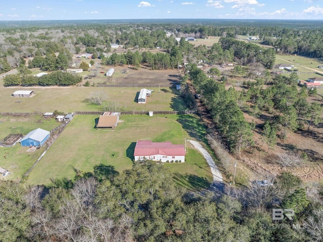 aerial view featuring a rural view