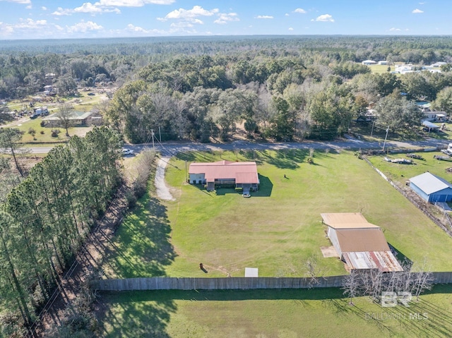 aerial view with a rural view and a view of trees