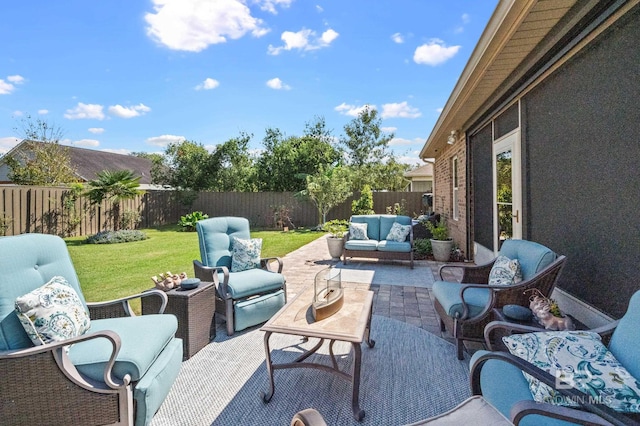 view of patio with an outdoor hangout area