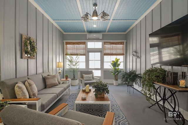 sunroom featuring a wall unit AC