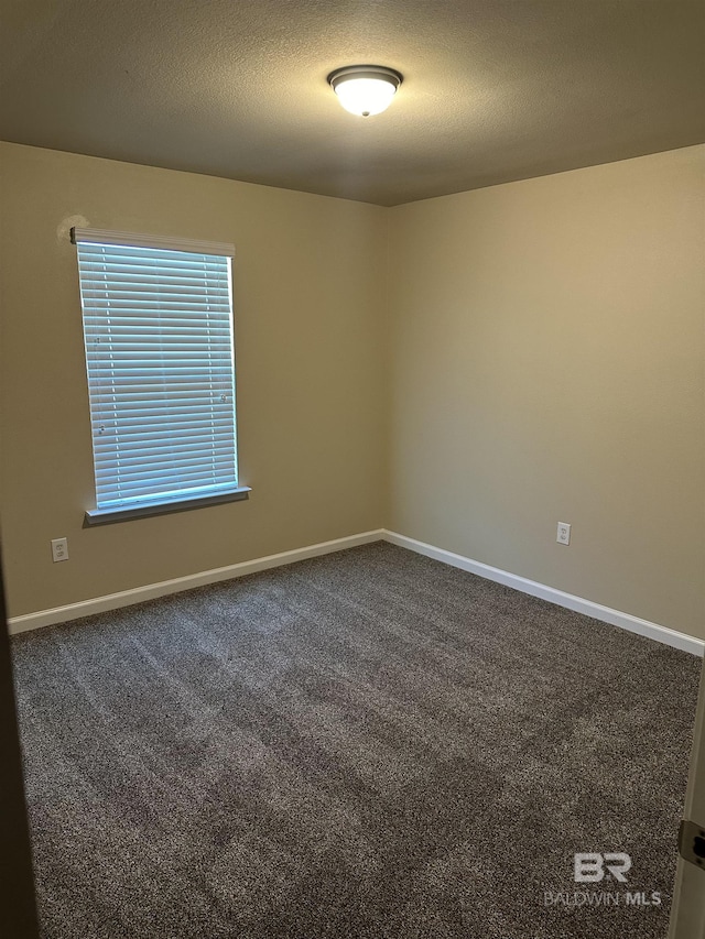 unfurnished room featuring carpet flooring and a textured ceiling