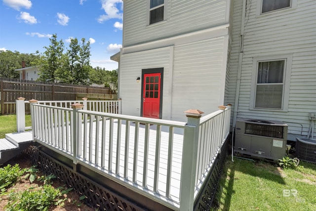 1206 Palmetto St, Mobile, AL 36604 - wooden deck featuring central AC unit