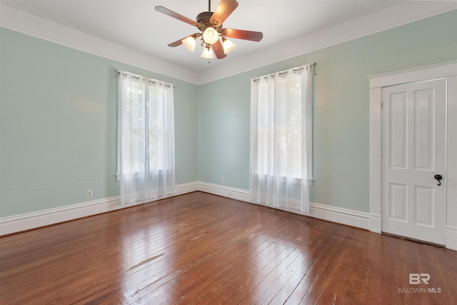 1206 Palmetto St, Mobile, AL 36604 - spare room with hardwood / wood-style flooring, ceiling fan, and baseboards
