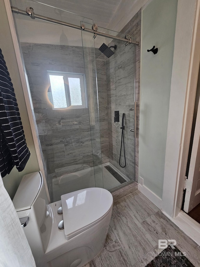 1206 Palmetto St, Mobile, AL 36604 - full bathroom with toilet, a shower stall, and baseboards