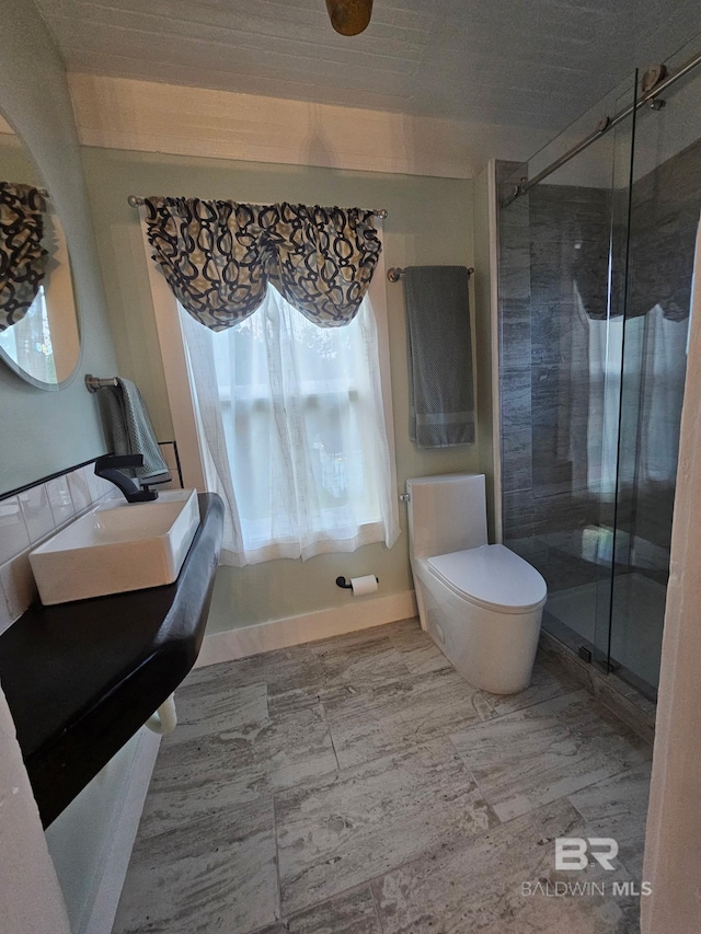 1206 Palmetto St, Mobile, AL 36604 - full bathroom with a shower stall, vanity, and toilet