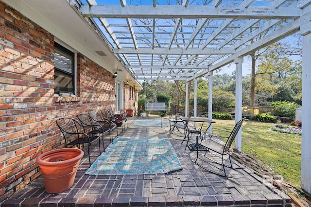 view of patio with a pergola