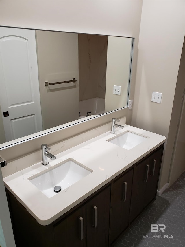 bathroom featuring vanity and tile patterned floors