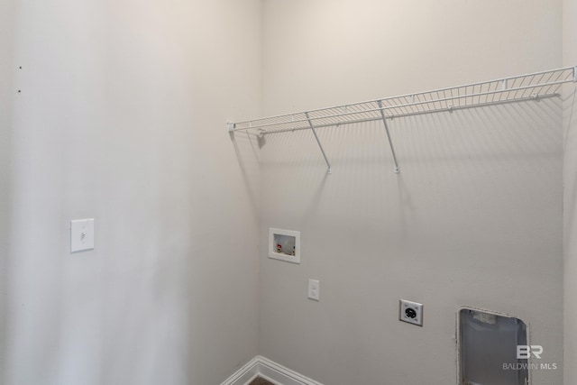 6877 Spaniel Dr Unit A, Spanish Fort, AL 36527 - clothes washing area with baseboards, electric dryer hookup, laundry area, and washer hookup