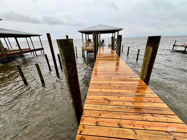 dock area featuring a water view