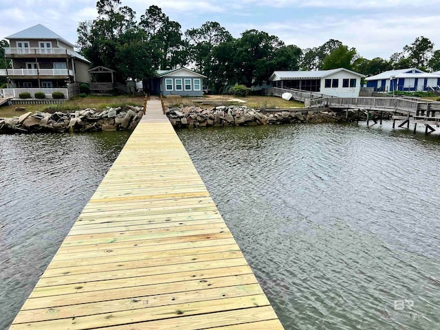 view of dock featuring a water view