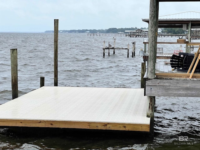 dock area featuring a water view